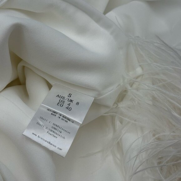 🆕 BRONX & BANCO 🧿 NWOT Geisha Blanc Feather-Trim Maxi Dress, White - Sz S US 4 - Picture 14 of 14